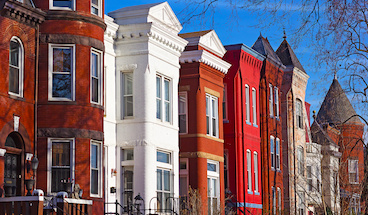 Colorful townhomes in Washington, DC.