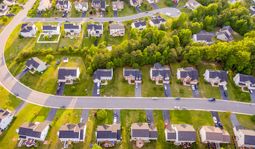Aerial view of a suburban Neighborhood.
